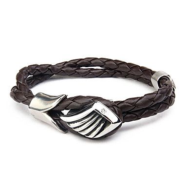 bracelete masculino couro e titanio