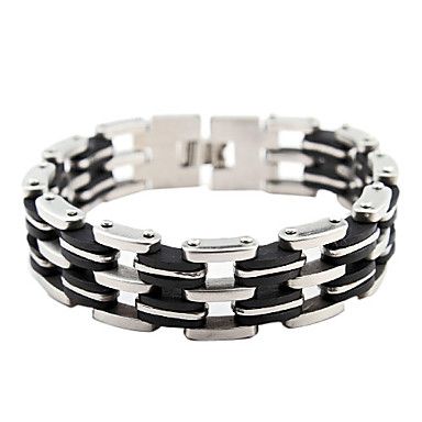 pulseira masculina stainless steel preto e prata