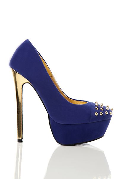 sapato feminino Studded Toe & Metal Heel Velour