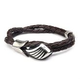 bracelete masculino couro e titanio