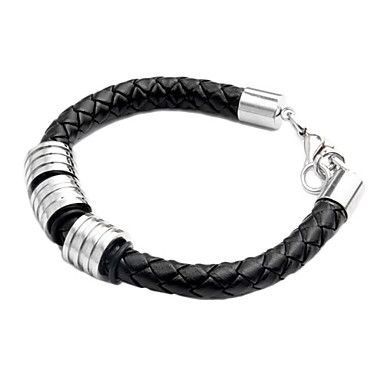 pulseira masculina couro e titanio